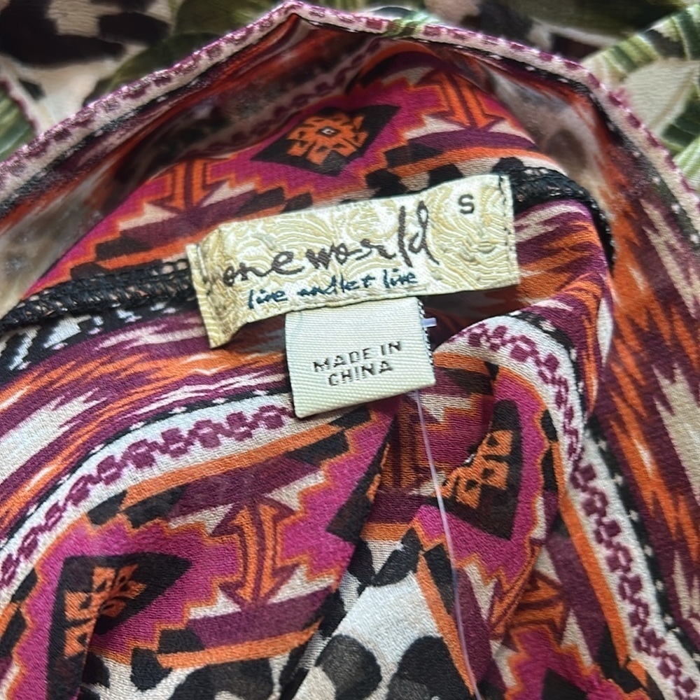 Nwt One World Kimono Floral & Cheetah Cardigan With Cheetah Tank Top Size S — image 7 of 8